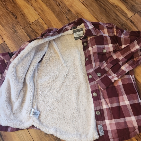 Plaid fleece shirt pink purple petite size small - Picture 4 of 7